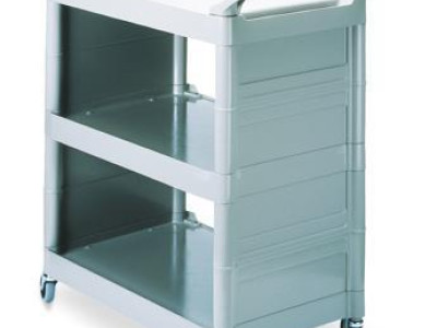 Plastic Trolley - Rubbermaid. 3 Shelves. Solid End. 65kg Capacity