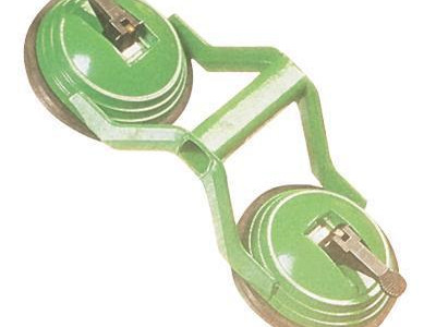 Heavy Duty Hand Suction Grips - Aluminium. Double Cup. 80kg Capacity - Curved