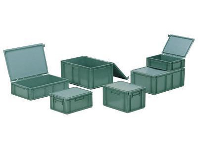 Grey Solid Container w Hinged Lid. Ext H129 x W400 x D300mm. 10L Capacity. Grey