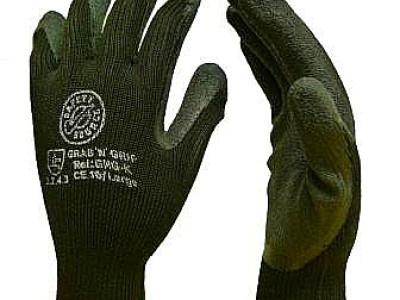 Gloves Latex Grab N Grip Palm Coated. Size 9 Black