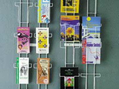 Wall Rack - Wire. H1150 x W160mm. 8 x A5 Portrait Compartments