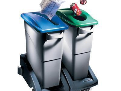 Recylcing Bin - Slim Jim, Rubbermaid. Confidential Container. 87L Capacity. Grey