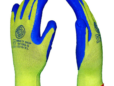Gloves Latex Grab N Grip Palm Coated. Size 10 Blue
