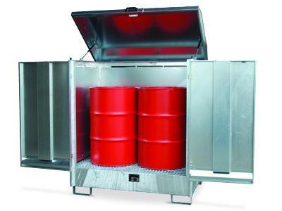 Hinged Door Drum Store - 2 x 200ltr Drum Storage. L1437 x W1015 x H1514mm