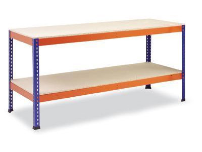 Workbench - Boltless with Lower Shelf. H915 x W1830 x D915mm. Blue