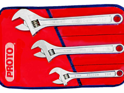 Adjustable Wrench Satin Finish Set 3pc 8 - 12