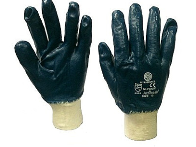 Gloves Nitrile Fully Coated KnitWrist & Lined Lightweight - Nitrasource. Yellow Size 10