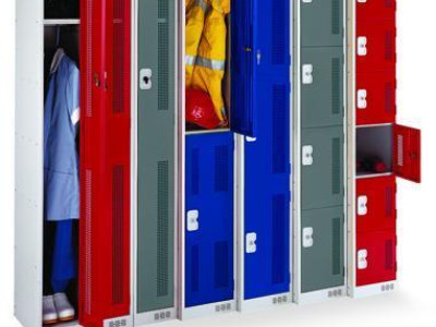 Perforated Door Locker - Two Tier Two Door. H1800 x W300 x D300mm. Blue