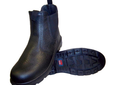 Safety Boot Dealer Slip-on Leather with Steel Toecap. Size 6 Black
