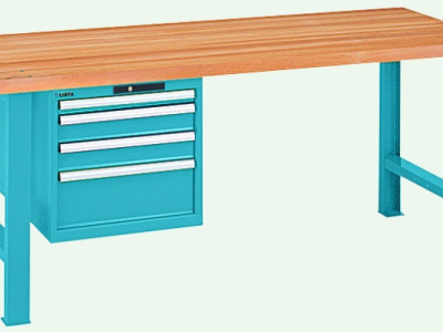 Workbench -2 Legs & Suspended Drawer Cab. Beech Top. L2000 x D800 x H850mm