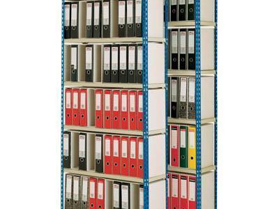 Filestore Shelving - Single Bay Full H Foolscap. H2137xW900xD300mm. Blue/Grey.