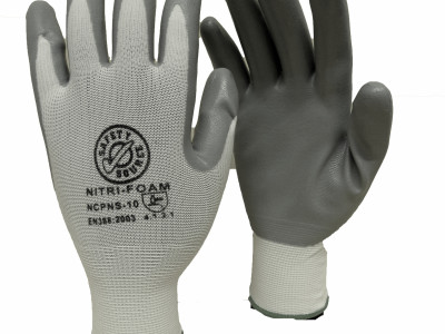 Gloves Nitrile Niti-Foam Palm Coated.  Size 9 Grey