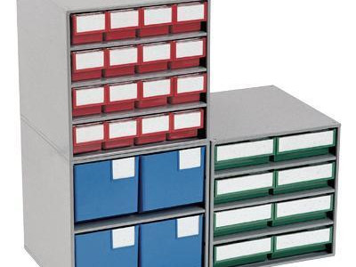 Cabinet with 16 Bins O/A. HxWxD 395x400x300mm. Grey