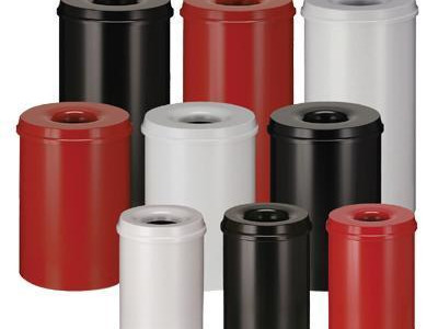 Self Extinguishing Waste Bin. H370 x Dia260mm. 15L Capacity. Black