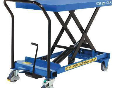 Britruck Single Scissor Manual Lift Table. Raised Height 900m 500kg Capacity