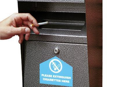 Cigarette Disposal - Wall Mounted. Textured Silver. H350 x W285 x D85mm