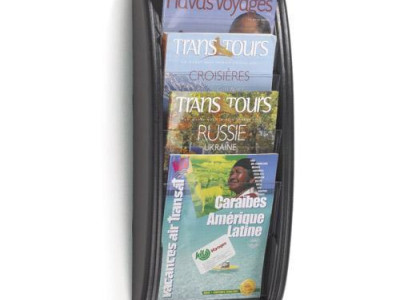 Wall Display - Quick Fit. 4 x A4 Pockets. H655 x W225 x D90mm. Silver