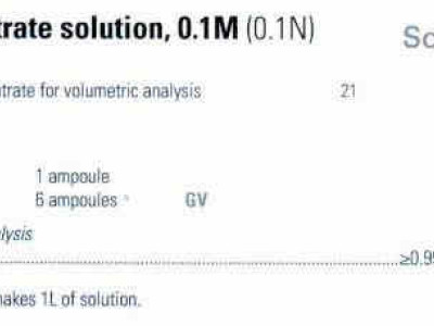 Silver (I) Nitrate Solution 0.1M (0.1N) Volumetric Analysis