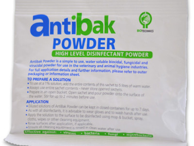 AntiBak Powder: High Level Disinfection & Decontamination Powder - 50g Sachets Case of 15