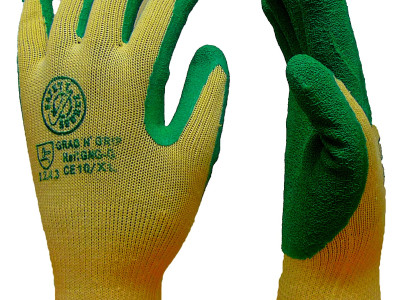 Gloves Latex Grab N Grip Palm Coated. Size 11 Green