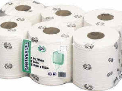 Case 6 Paper Towels 2-Ply White Centre Feed