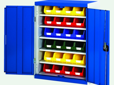 Standard Duty Cupboard With Bins & 5 Shelves - 24 x No3. H1000 x W800 x D325mm