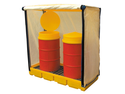 Spill Pallet PE 3 Drum Soft-top 179cm x 78cm x 194cm