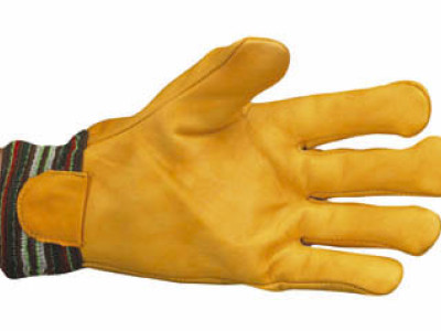 Gloves Leather Freezer Lined Full Hide with KnitWrist. Yellow. One Size.