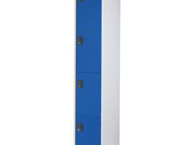 Single Locker - 4 Tier. H1800 x W300 x D300mm. Blue Door