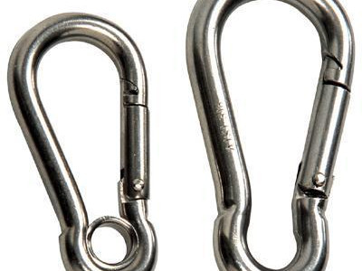 Carbine Hooks - Screw Gate w Eyelet. St/Steel. 1150kg Capacity (Pk of 2)
