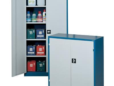Storage Cupboard - Cylinder Lock w 2 Shelves. H1060 x W1000 x D450mm. Blue/Grey