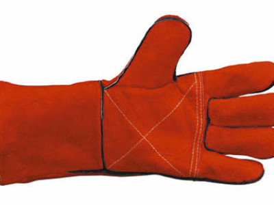 Gauntlet Welders - Kevlar Sewn Leather Double Palm. Size 10.5 Red