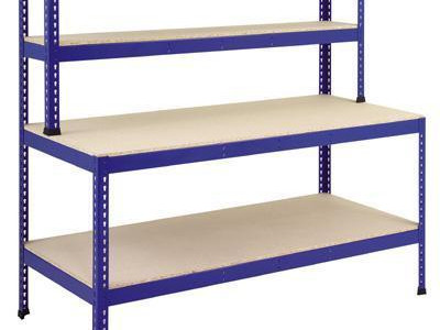 Workstation - Boltless w Lower & Overhead Shelves H1675xW1830xD760mm Blue/Orange