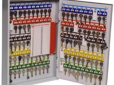 Standard Key Cabinet w Lock Key. H320 x W245 x D85mm. 35 Key Capacity