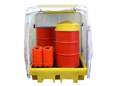 Spill Pallet PE 4 Drum Soft-top 142cm x 132cm x 207cm