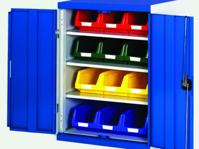 Standard Duty Cupboard With Bins & 3 Shelves - 12 x No4. H1000 x W800 x D525mm