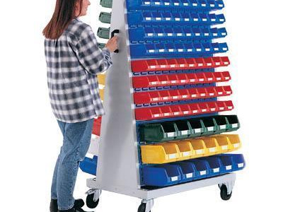 Louvre Panel Trolley With 6 Panels C/W Bin Kit. HxWxD 1600 x 1000 x 650mm