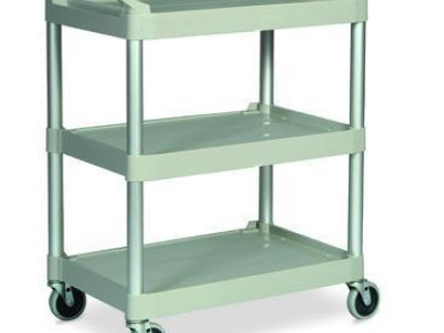 Plastic Trolley - Rubbermaid. 3 Shelves. Open End. 90kg Capacity