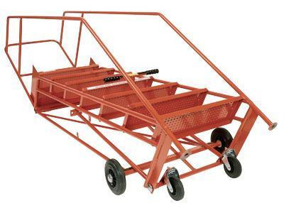 Folding Mobile Safety Steps 7 Tread HxWxD 2750x850x1450mm. Metal Treads. Blue