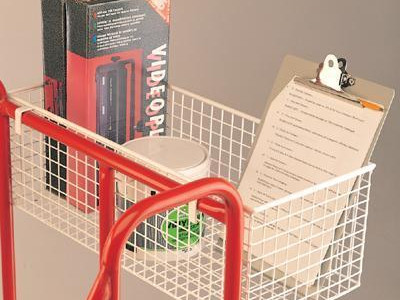 White Wire Mesh Basket. H220 x W350 x D220mm